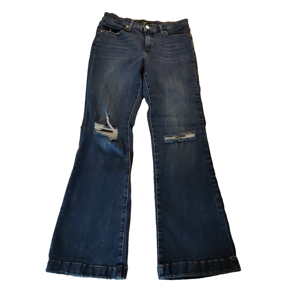 Express Boot Cut Jeans Edgy Boho Chic Y2K Womens 8R Mid Rise Distressed Stretch
